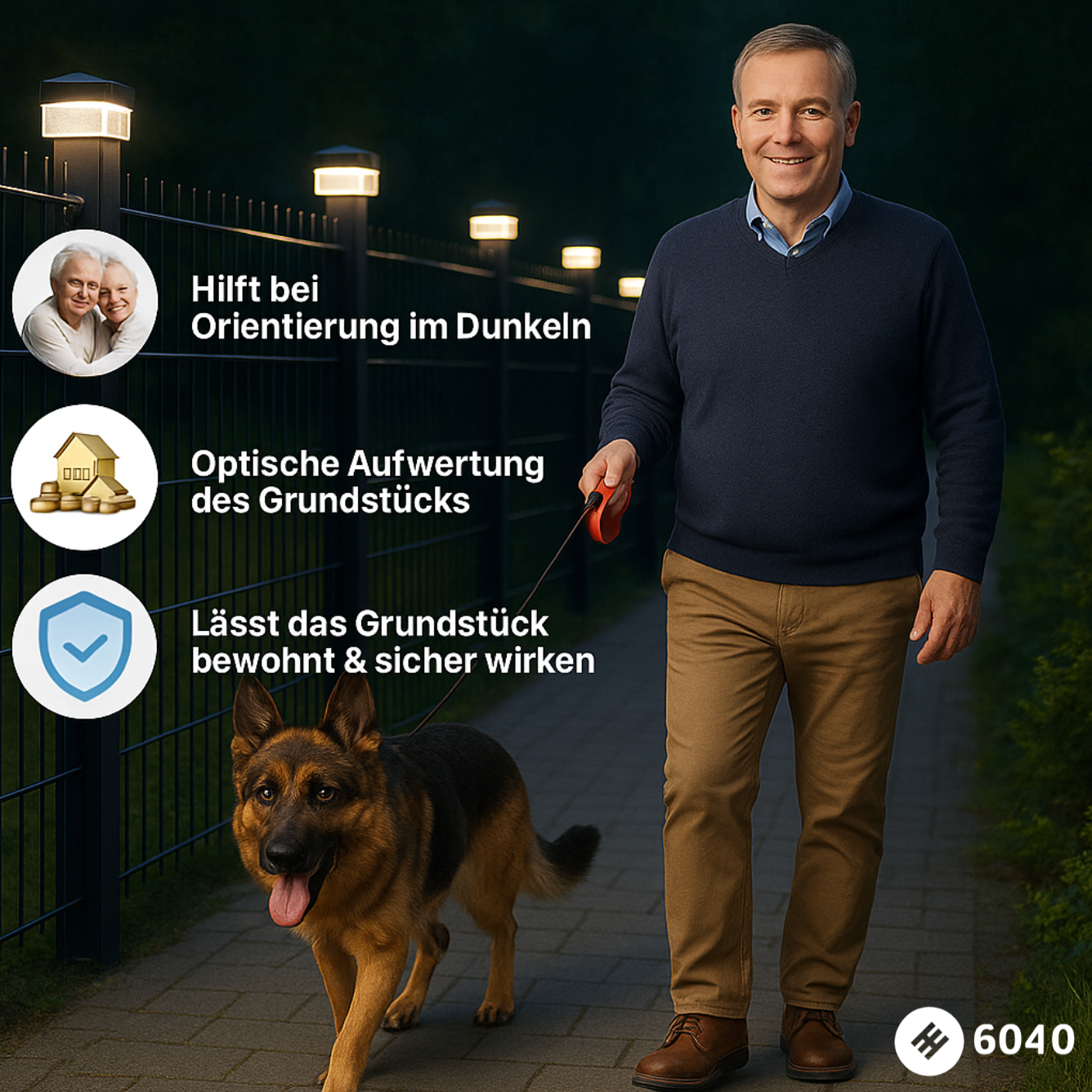 6040 Solar Zaunleuchte LED